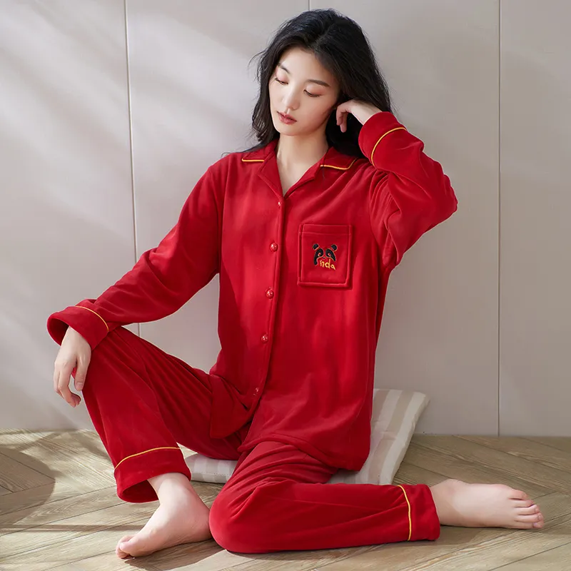 Sha Qian Pajama Set Women's Red-5