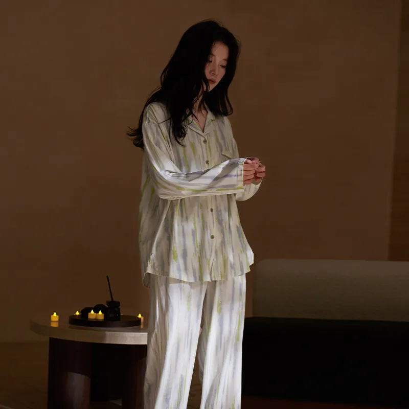 Sha Qian Pajama Set Women's Ivory White-4