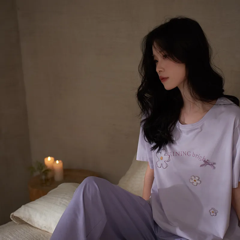 Sha Qian Pajama Set Women's Light Purple-2