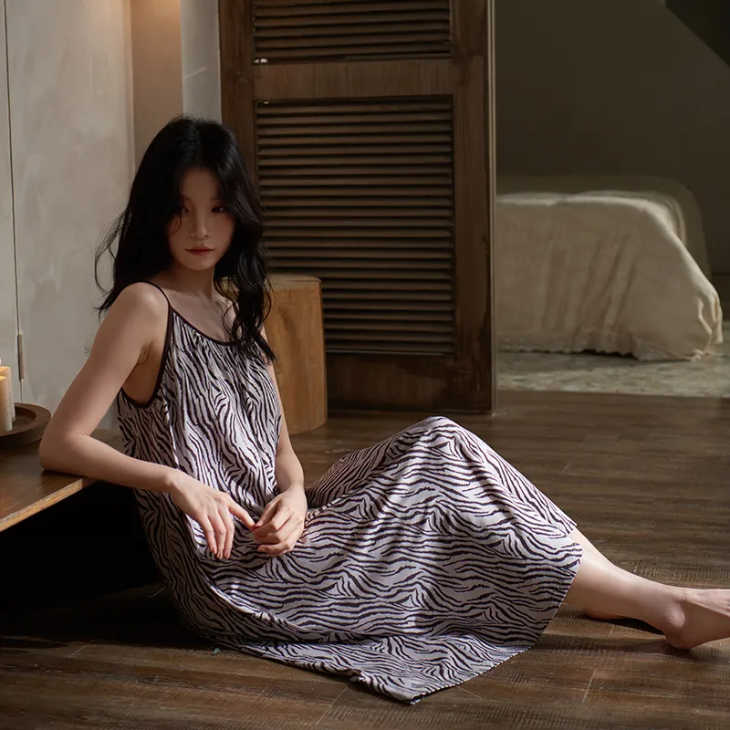 Sha Qian Nightgown Women's Purple Gray-3