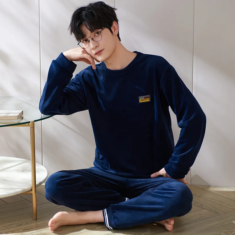 Sha Qian Pajama Set Men's Royal Blue-3