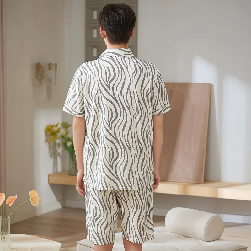 Sha Qian Pajama Set Summer Men's Gray-1