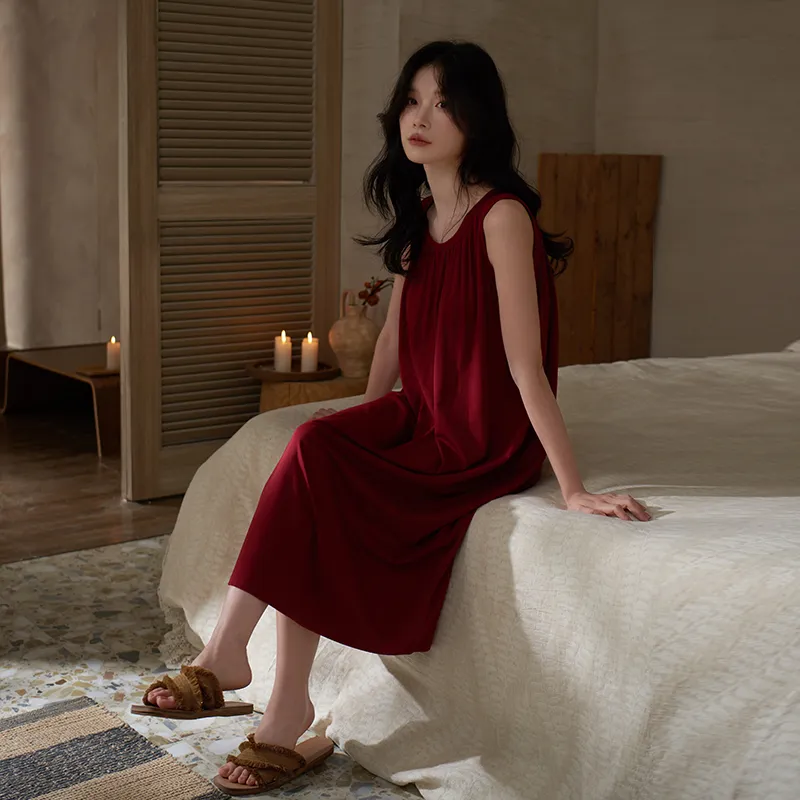Sha Qian Nightgown Women's Maroon-5