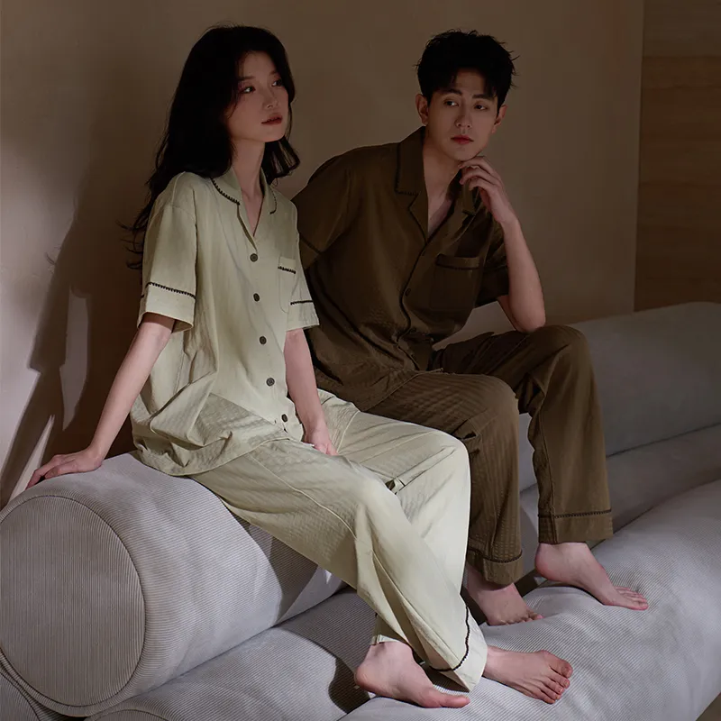 Sha Qian Pajama Set Men's Dark Brown-2