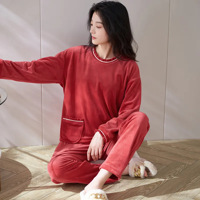 Sha Qian Pajama Set Women's Red-5