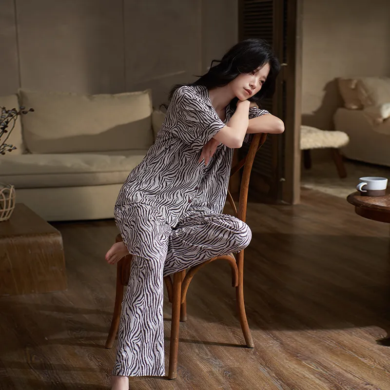 Sha Qian Pajama Set Women's Purple Gray-5