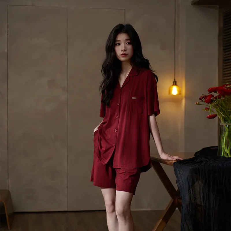 Sha Qian Pajama Set Women's Red-6