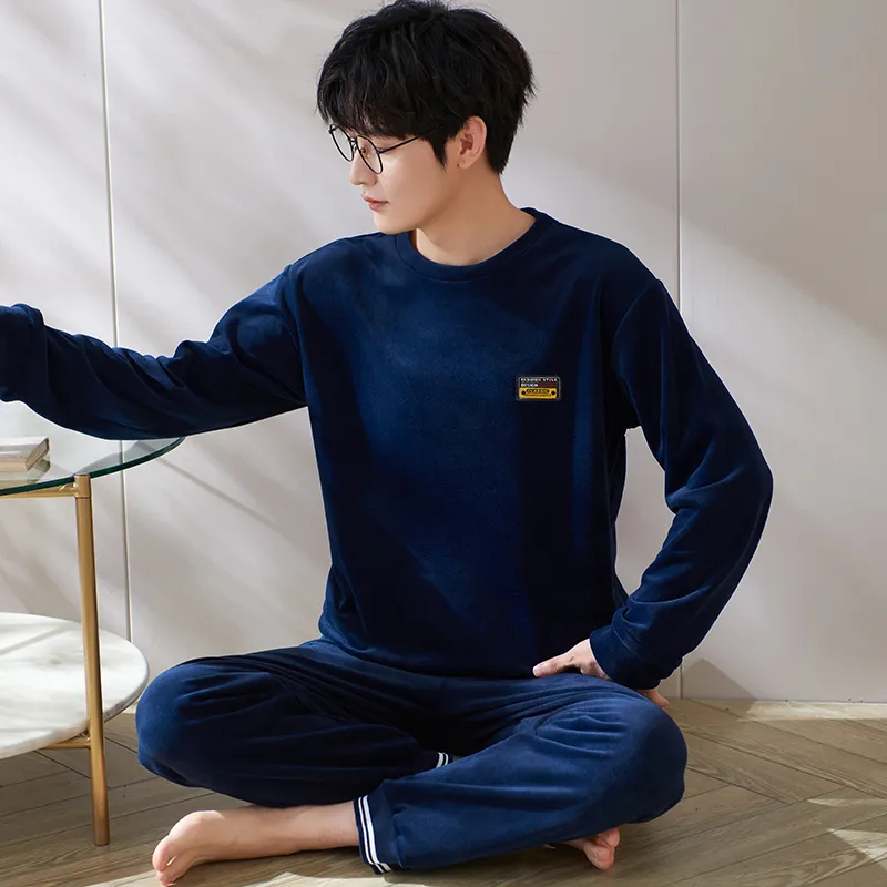 Sha Qian Pajama Set Men's Royal Blue-1