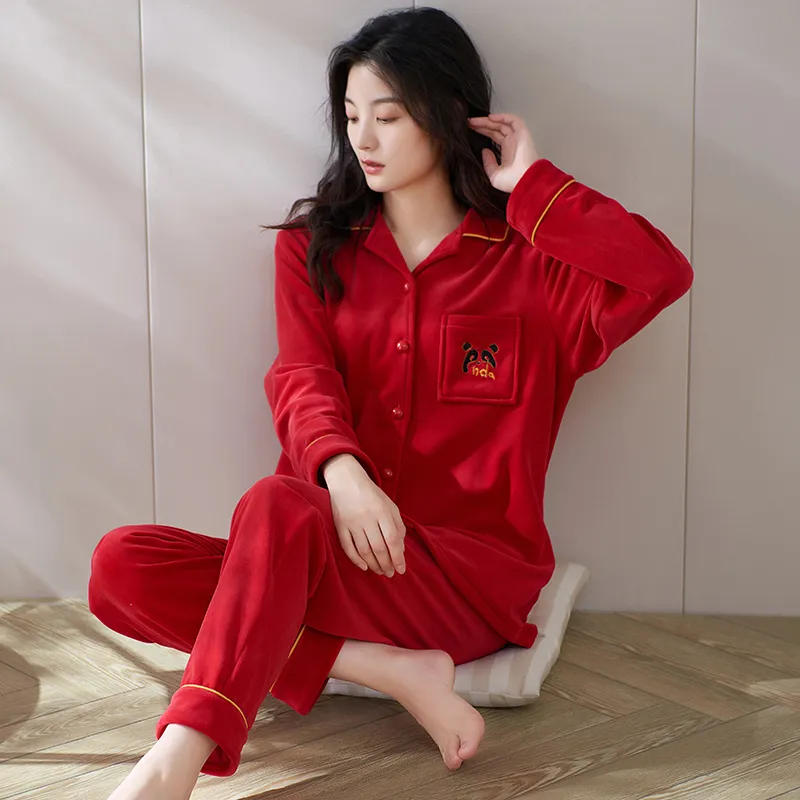 Sha Qian Pajama Set Women's Red-4