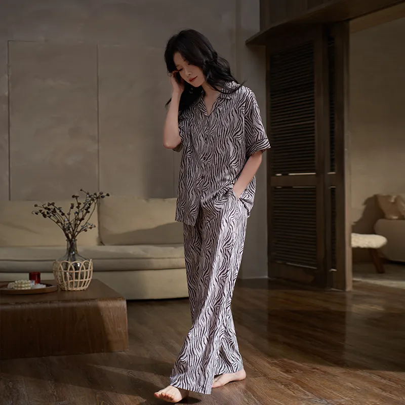 Sha Qian Pajama Set Women's Purple Gray-3