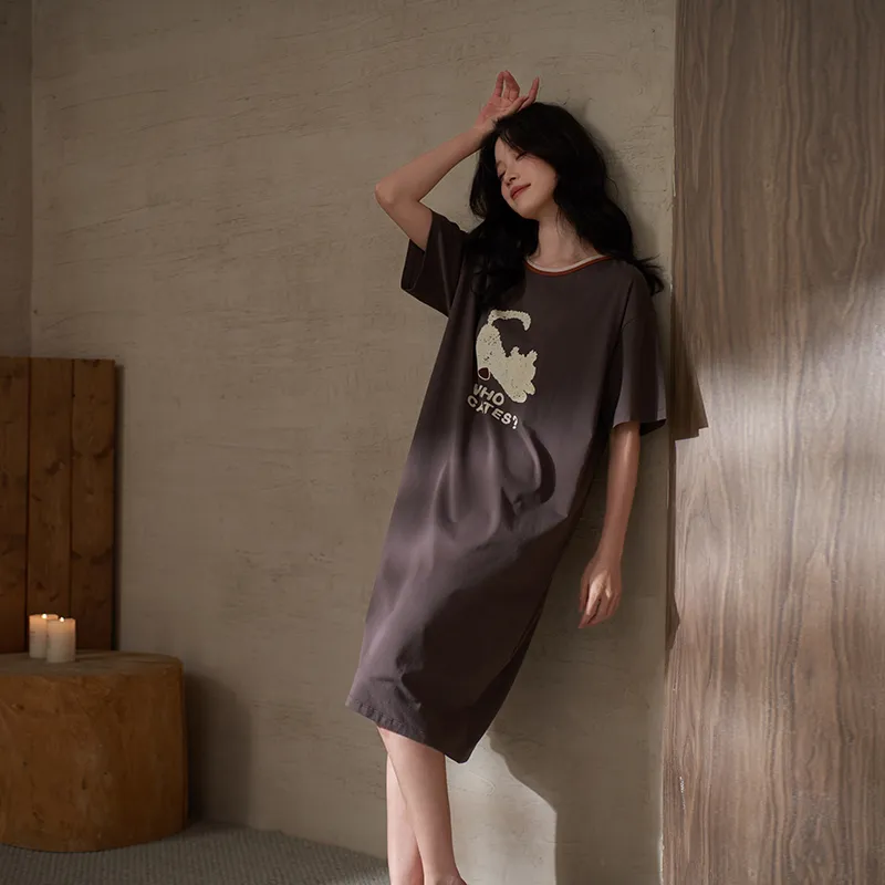 Sha Qian Nightgown Women's Dark Coffee-6