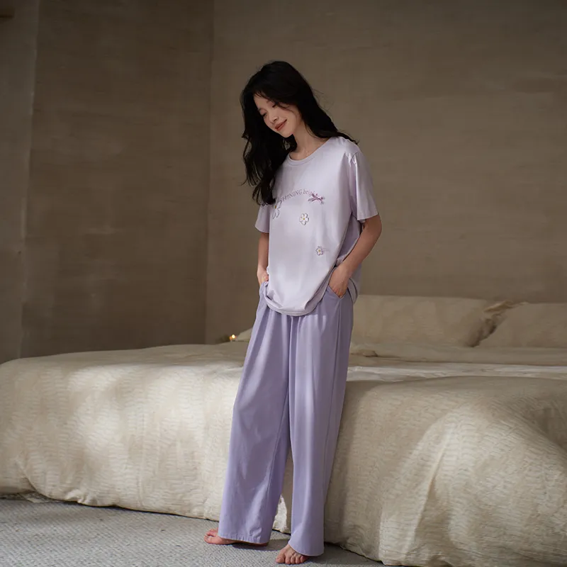Sha Qian Pajama Set Women's Light Purple-1