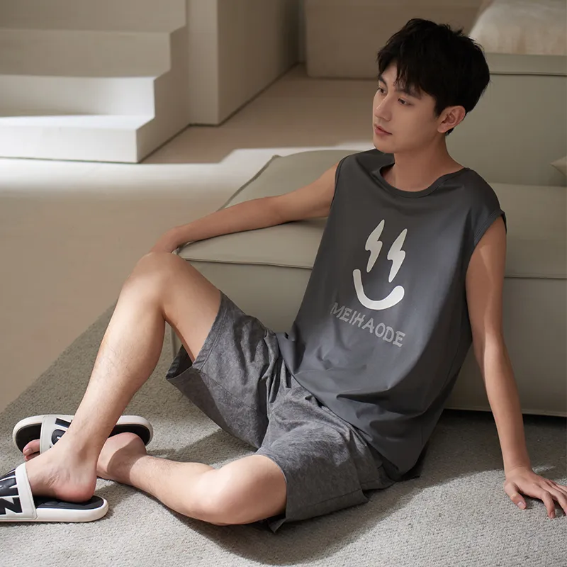 Sha Qian Pajama Set Men's Carbon Gray-5