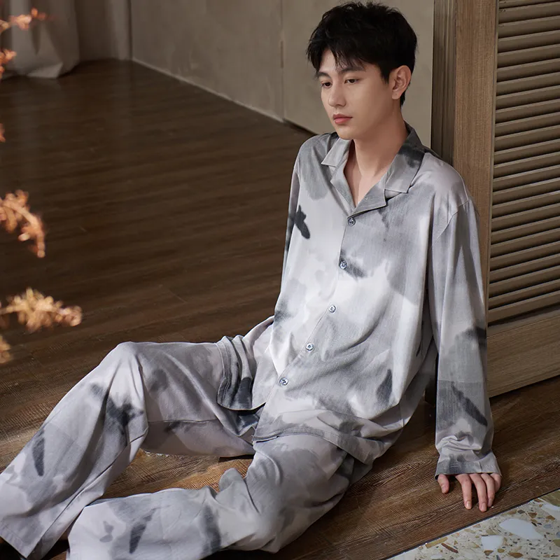 Sha Qian Pajama Set Men's Smoke Gray-1