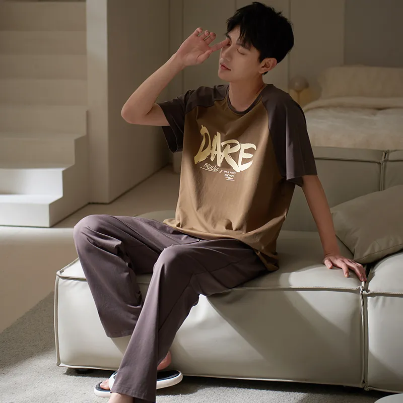Sha Qian Pajama Set Men's Coffee-6