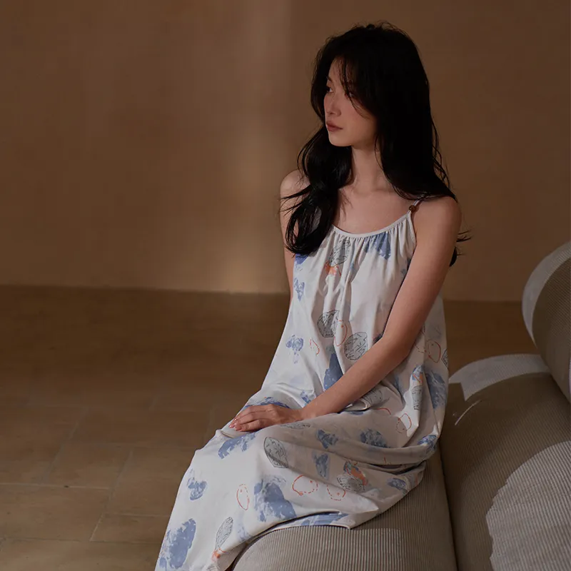 Sha Qian Nightgown Women's Light Gray-4