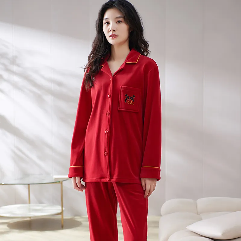 Sha Qian Pajama Set Women's Red-1