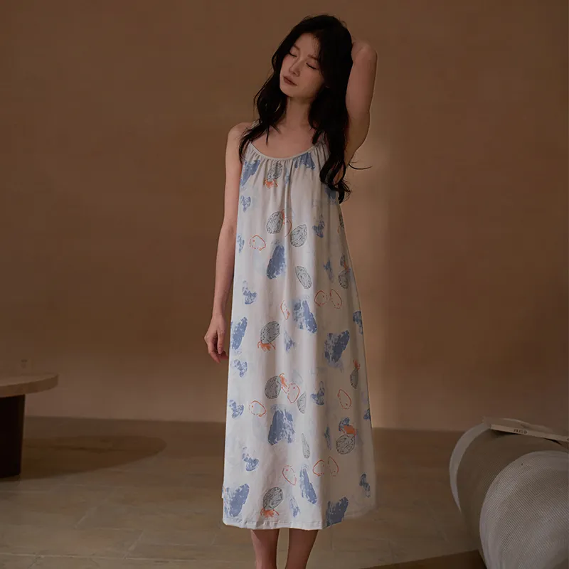 Sha Qian Nightgown Women's Light Gray-3