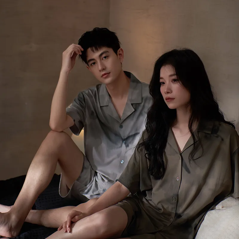Sha Qian Pajama Set Men's Smoke Gray-5