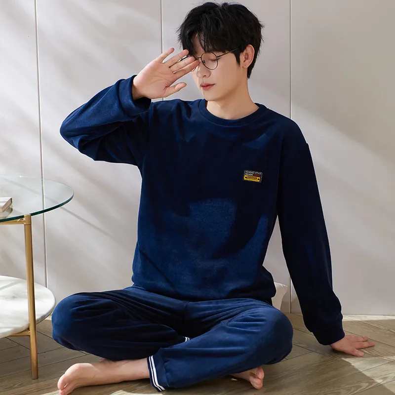 Sha Qian Pajama Set Men's Royal Blue-4