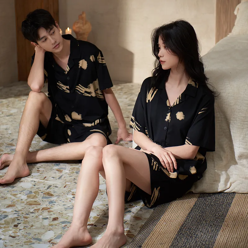 Sha Qian Pajama Set Unisex Black-6