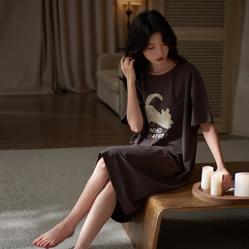 Sha Qian Nightgown Women's Dark Coffee-2