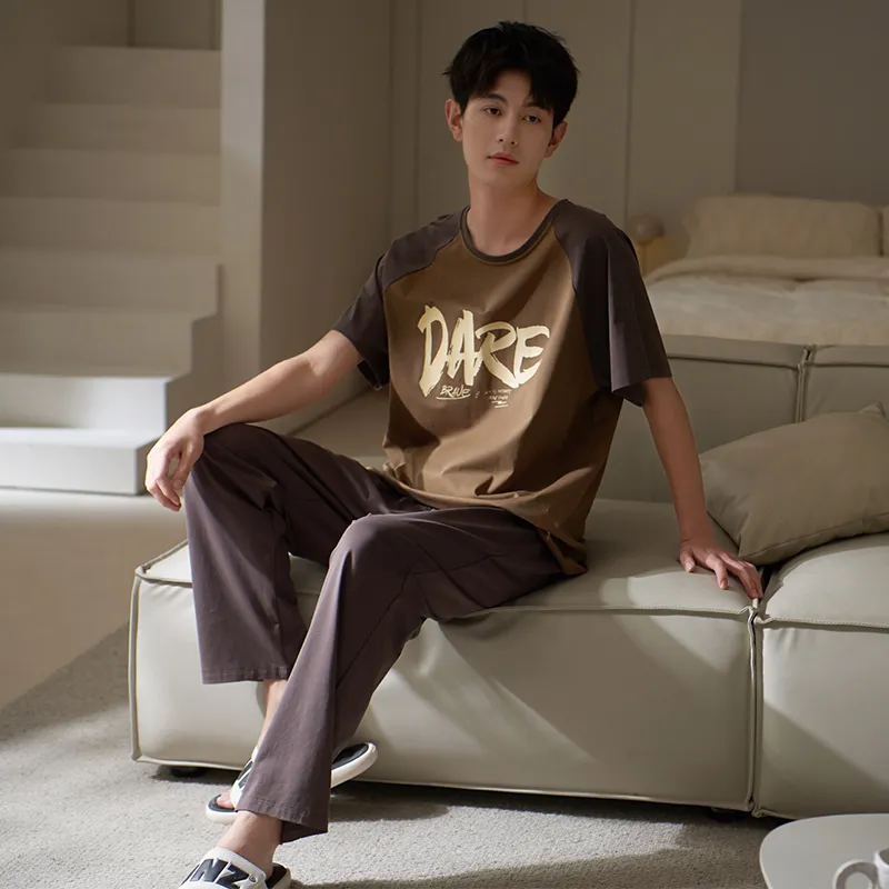 Sha Qian Pajama Set Men's Coffee-7