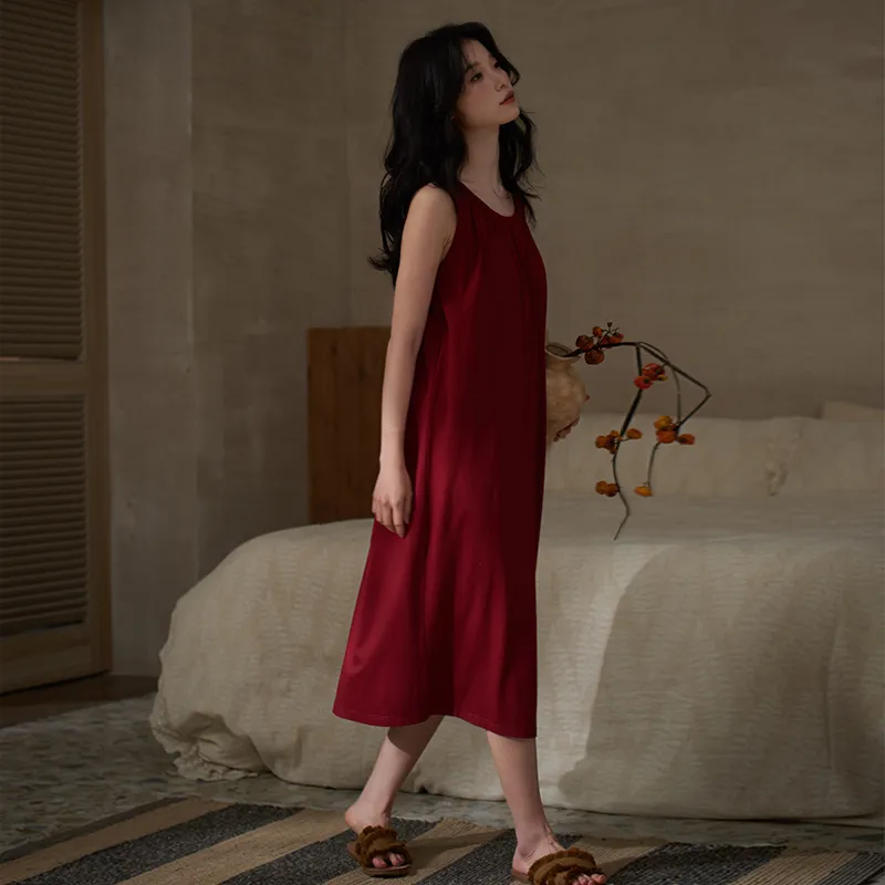 Sha Qian Nightgown Women's Maroon-4