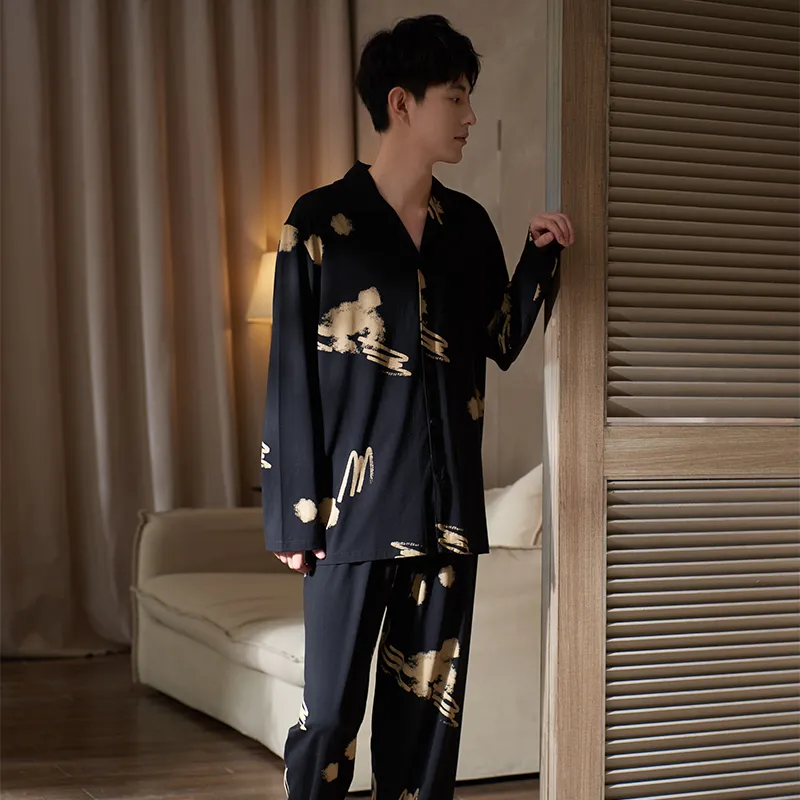 Sha Qian Pajama Set Men's Black-4