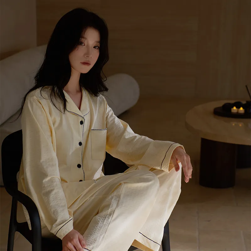 Sha Qian Pajama Set Women's Yellow-3