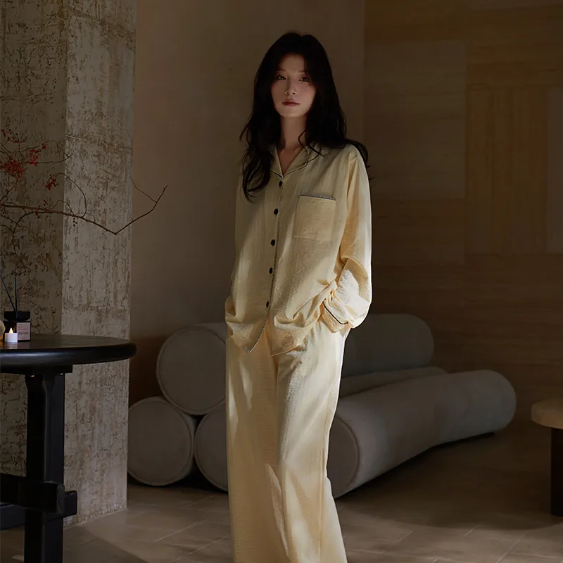 Sha Qian Pajama Set Women's Yellow-4