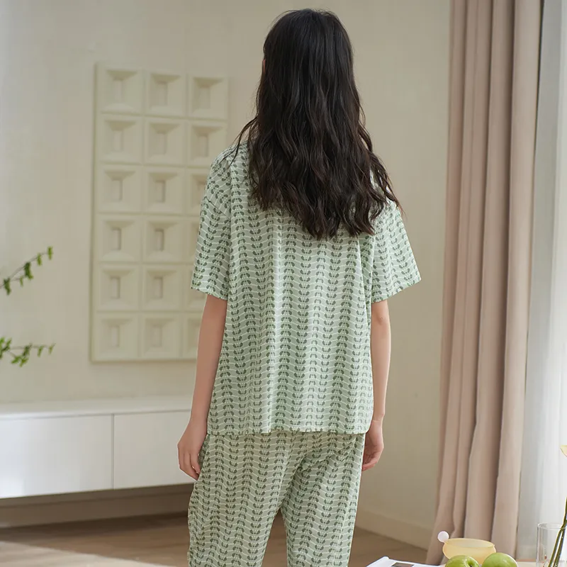 Sha Qian Pajama Set Summer Women's Green-1
