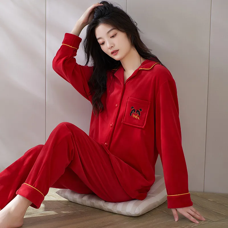 Sha Qian Pajama Set Women's Red-2
