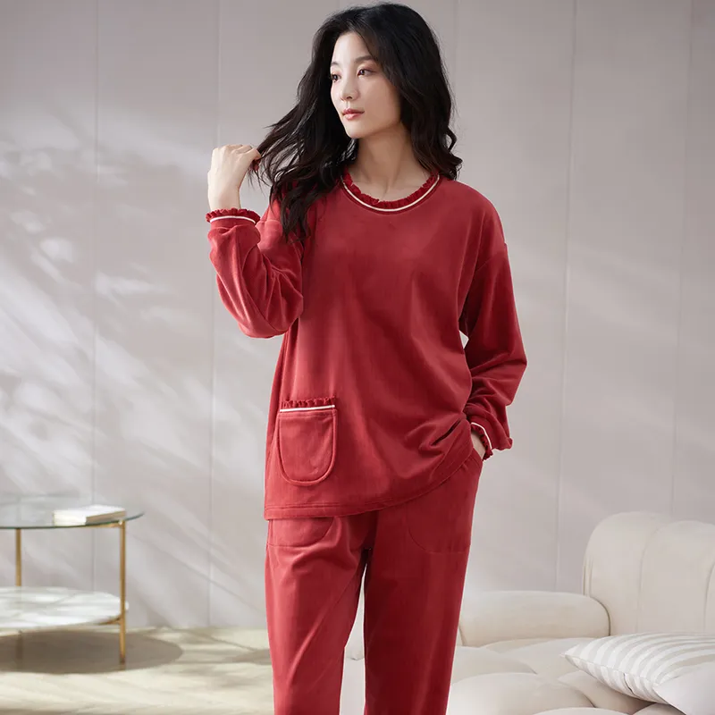 Sha Qian Pajama Set Women's Red-2