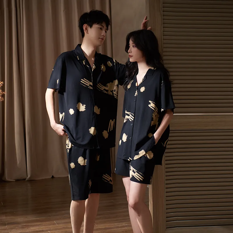Sha Qian Pajama Set Unisex Black-3