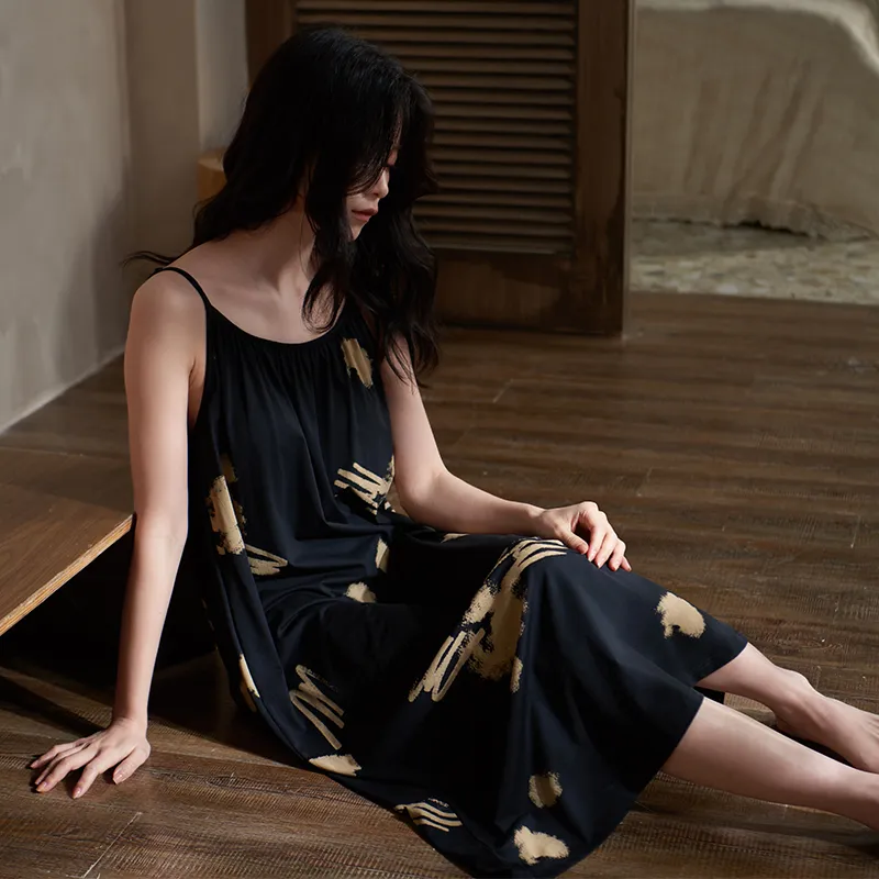 Sha Qian Nightgown Women's Black-4