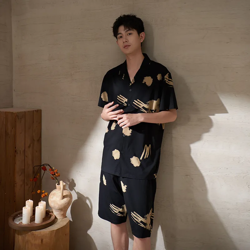 Sha Qian Pajama Set Unisex Black-5