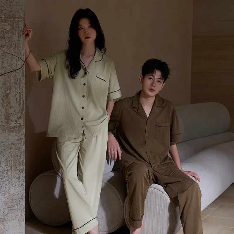 Sha Qian Pajama Set Men's Dark Brown-5