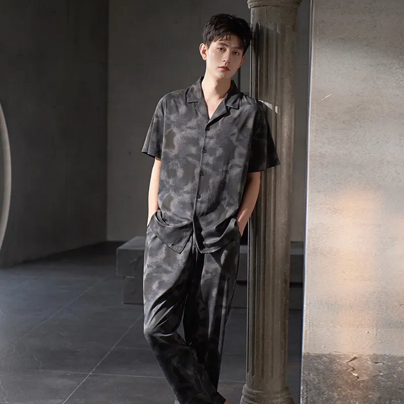 Sha Qian Pajama Set Men's Black-1