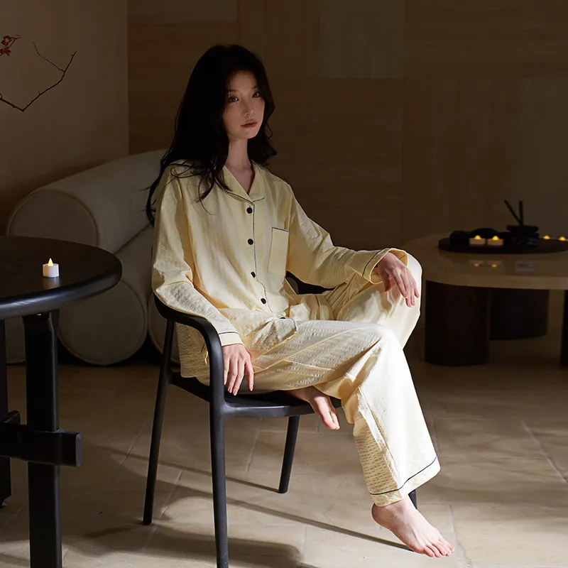 Sha Qian Pajama Set Women's Yellow-1