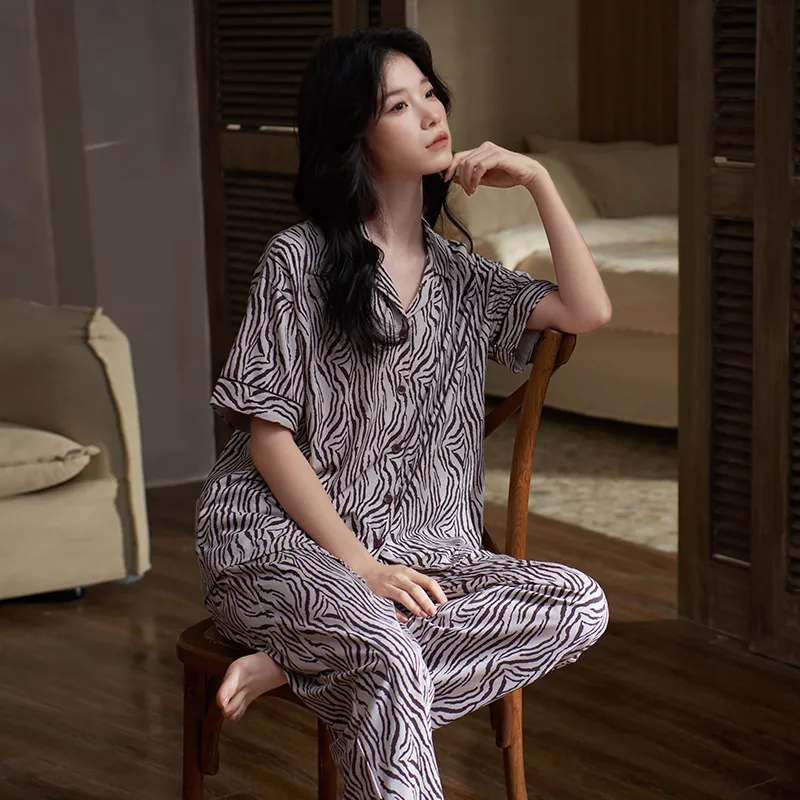 Sha Qian Pajama Set Women's Purple Gray-4