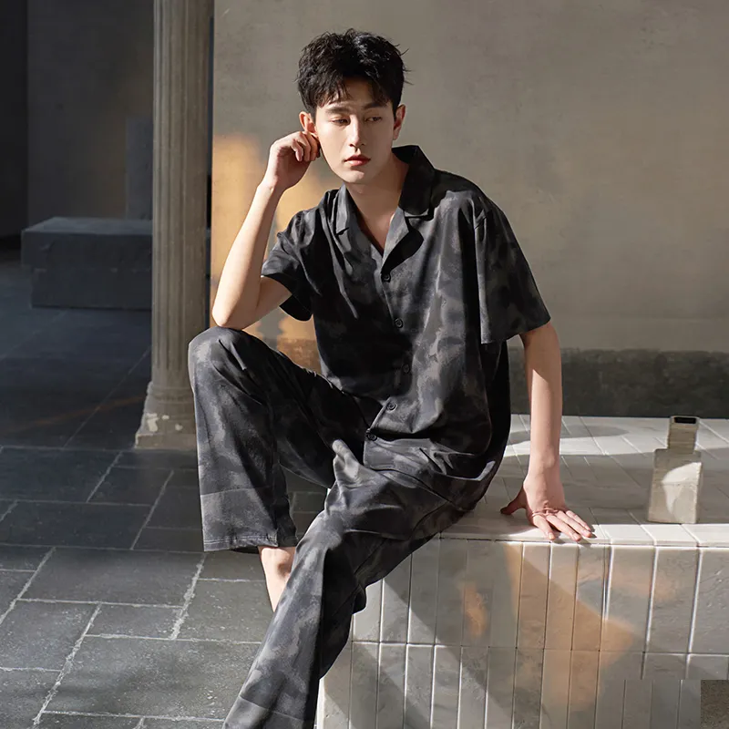 Sha Qian Pajama Set Men's Black-2