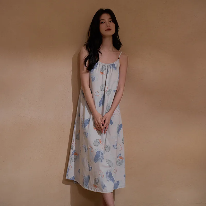 Sha Qian Nightgown Women's Light Gray-5