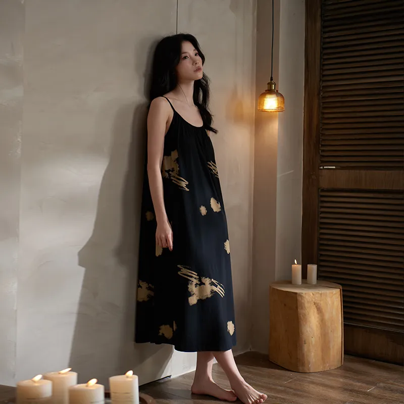 Sha Qian Nightgown Women's Black-3