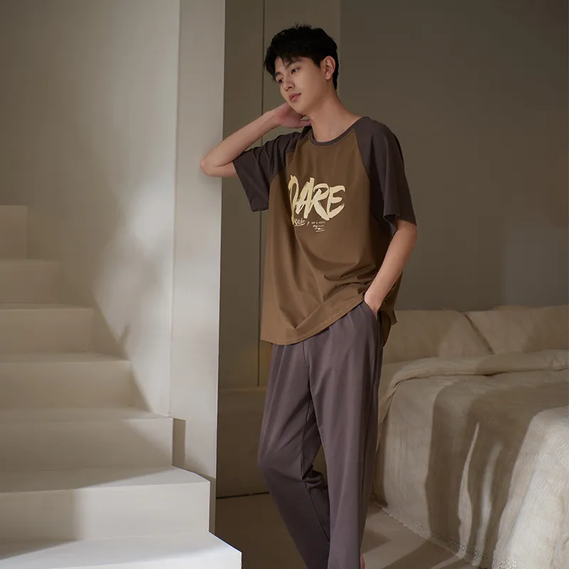 Sha Qian Pajama Set Men's Coffee-5
