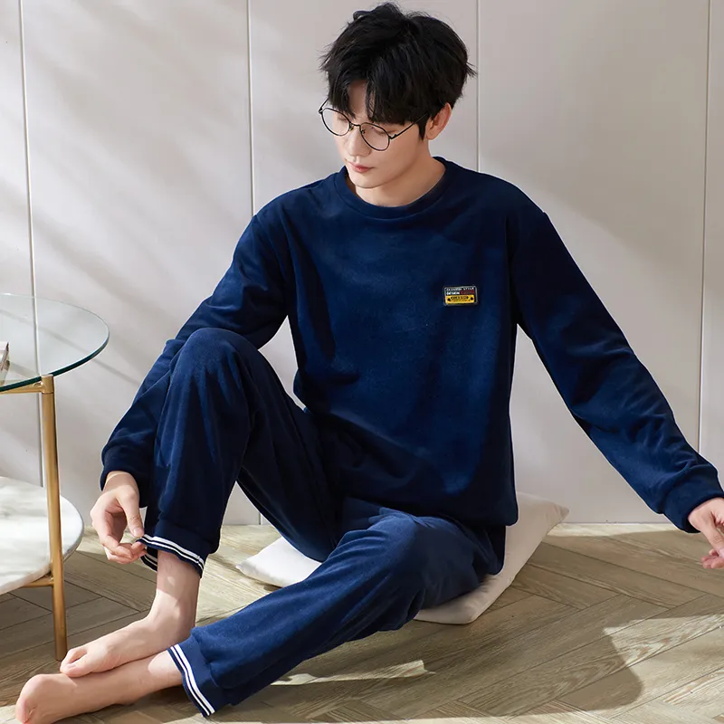 Sha Qian Pajama Set Men's Royal Blue-5
