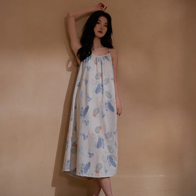 Sha Qian Nightgown Women's Light Gray-1