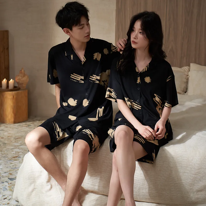Sha Qian Pajama Set Unisex Black-7