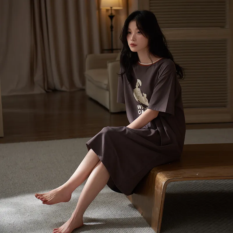 Sha Qian Nightgown Women's Dark Coffee-5