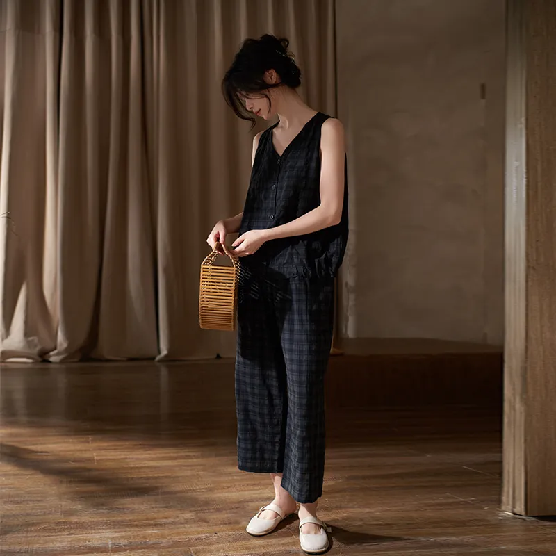 Sha Qian Pajama Set Women's Black-2